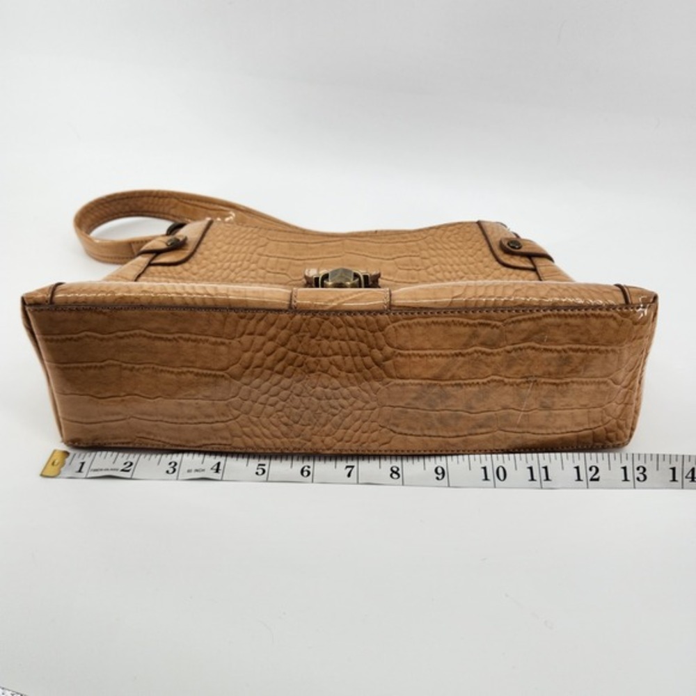 Liz Claiborne Tan Croc Embossed Faux Leather Shoulder Bag‎ Purse - Picture 7 of 8